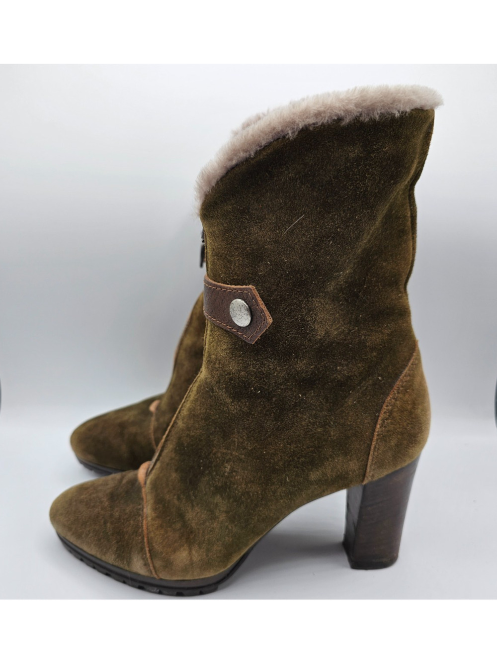 Dirndl+ Bua Womens Sz 38 (US 7-7.5) Suede High Heel Boots Faux Fur Lining